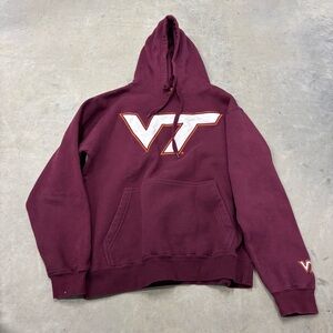Virginia Tech VT Hoodie Unisex Small‎ Burgundy With Drawstrings